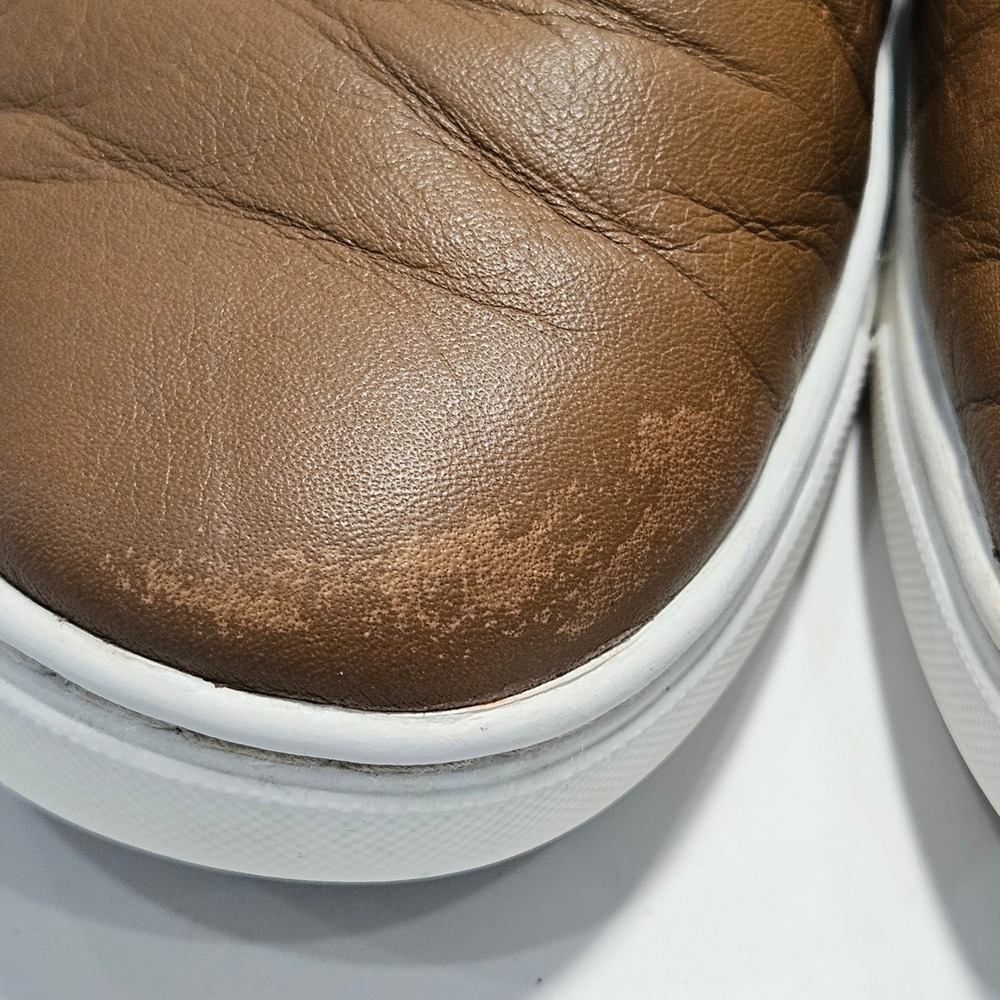 UGG Kitlyn Brown Pebbled Leather Slip On Sneakers Shearling Lined Womens 6 - Picture 3 of 13